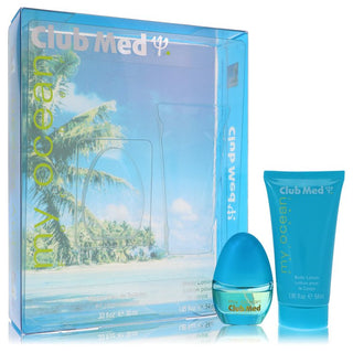 Club Med My Ocean by Coty Gift Set -- .33 oz Mini EDT Spray + 1.85 oz Body Lotion for Women